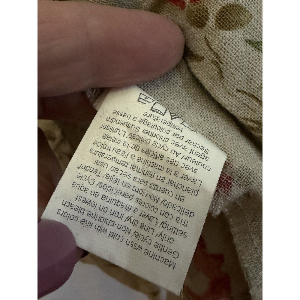 Vintage Leslie Fay Linen Blend Chore Coat Floral Tan Cottage Fairy L/XL - Picture 5 of 9